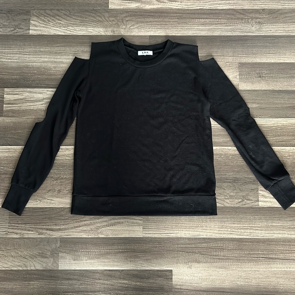LNA Black Cold Shoulder Sweater